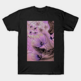 lilac dusty purple tropical palms flowers deco poster art T-Shirt